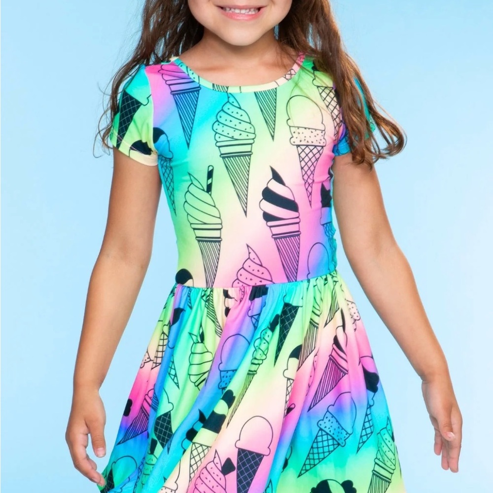 Pixielane NWT Vibrant Ice Cream Print Kids Dress